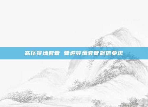 高压穿墙套管 管道穿墙套管规范要求