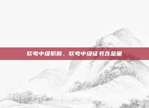 软考中级职称,软考中级证书含金量