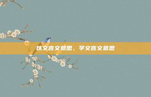 以文言文意思，学文言文意思