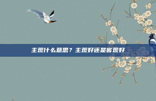 主观什么意思?主观好还是客观好