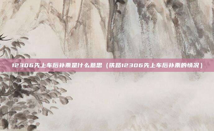 12306先上车后补票是什么意思（铁路12306先上车后补票的情况）