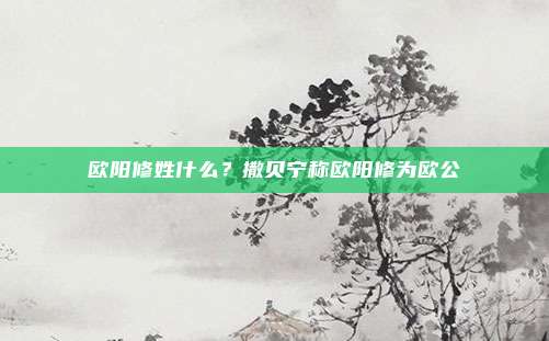 欧阳修姓什么？撒贝宁称欧阳修为欧公