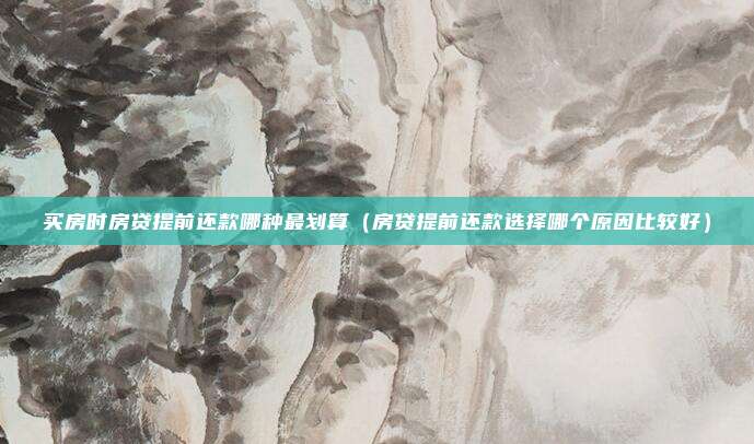 买房时房贷提前还款哪种最划算（房贷提前还款选择哪个原因比较好）