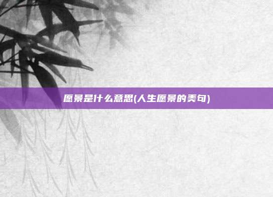 愿景是什么意思(人生愿景的美句)