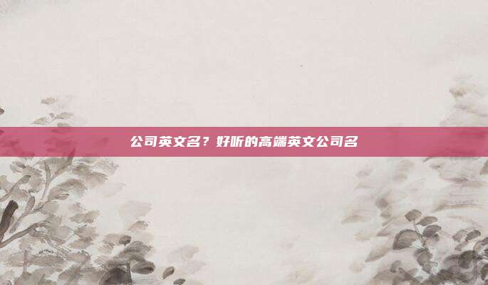 公司英文名？好听的高端英文公司名