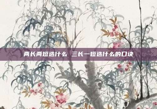 两长两短选什么 三长一短选什么的口诀