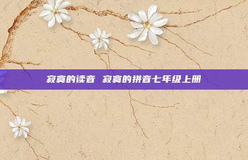 寂寞的读音 寂寞的拼音七年级上册