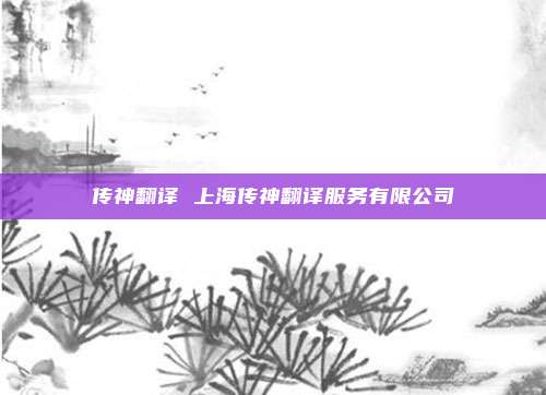 传神翻译 上海传神翻译服务有限公司