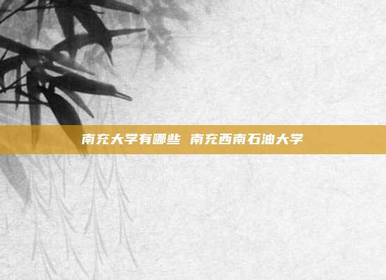南充大学有哪些 南充西南石油大学