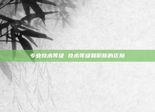 专业技术等级 技术等级和职称的区别