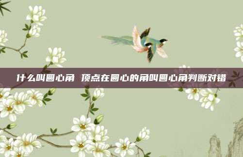 什么叫圆心角 顶点在圆心的角叫圆心角判断对错