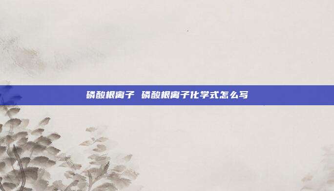磷酸根离子 磷酸根离子化学式怎么写
