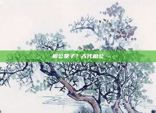 相公堂子？古代相公