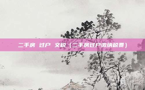 二手房 过户 交税（二手房过户缴纳税费）