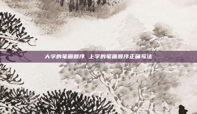 大字的笔画顺序 上字的笔画顺序正确写法