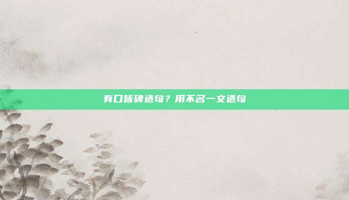 有口皆碑造句？用不名一文造句