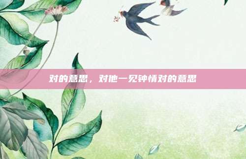 对的意思，对他一见钟情对的意思