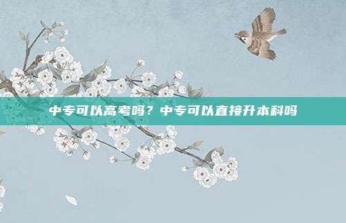 中专可以高考吗？中专可以直接升本科吗