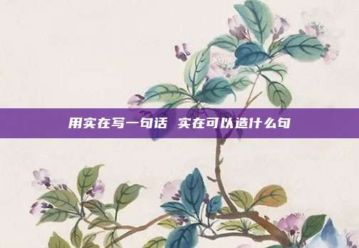 用实在写一句话 实在可以造什么句
