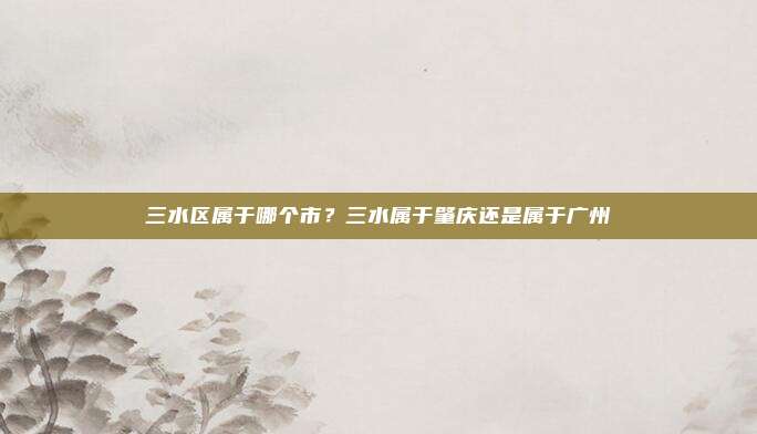 三水区属于哪个市？三水属于肇庆还是属于广州