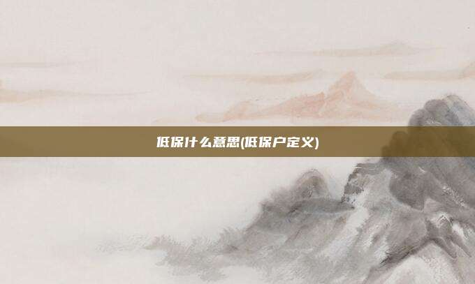 低保什么意思(低保户定义)