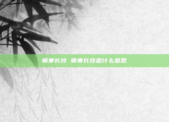 师夷长技 师夷长技是什么意思