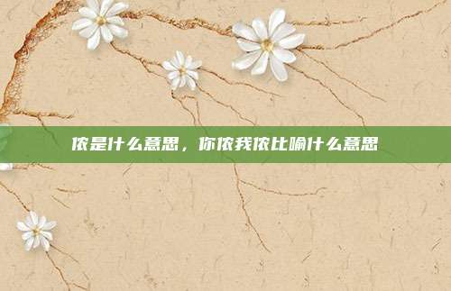 侬是什么意思，你侬我侬比喻什么意思