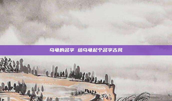 乌龟的名字 给乌龟起个名字古风