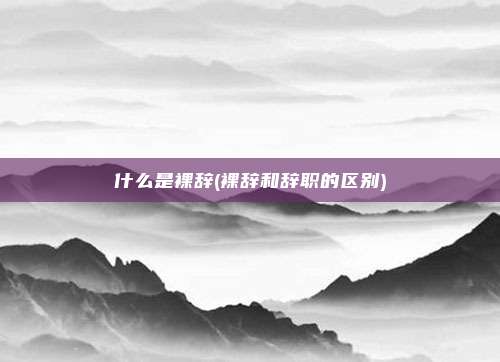 什么是裸辞(裸辞和辞职的区别)