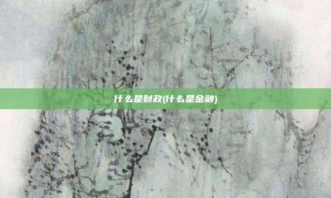 什么是财政(什么是金融)