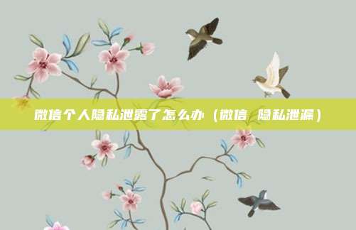微信个人隐私泄露了怎么办（微信 隐私泄漏）