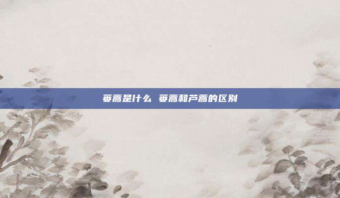 蒌蒿是什么 蒌蒿和芦蒿的区别