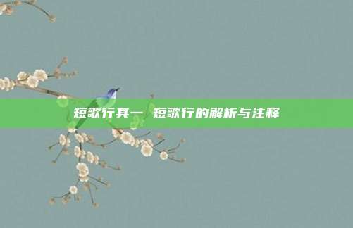 短歌行其一 短歌行的解析与注释