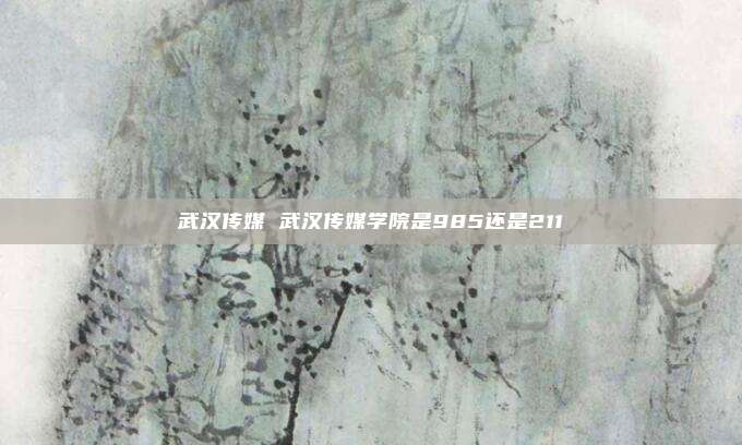 武汉传媒 武汉传媒学院是985还是211