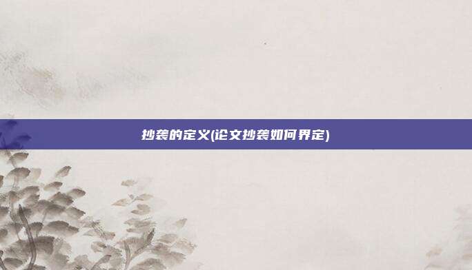 抄袭的定义(论文抄袭如何界定)