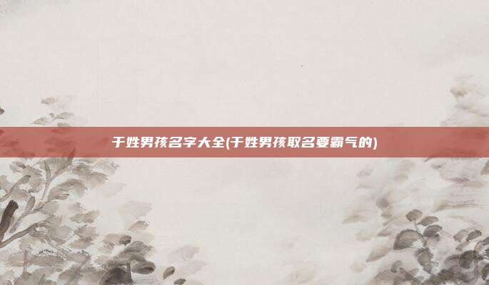 于姓男孩名字大全(于姓男孩取名要霸气的)
