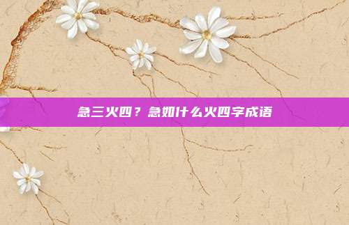 急三火四？急如什么火四字成语