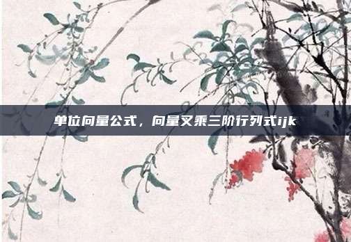 单位向量公式，向量叉乘三阶行列式ijk