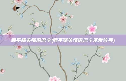 和平精英情侣名字(和平精英情侣名字不带符号)