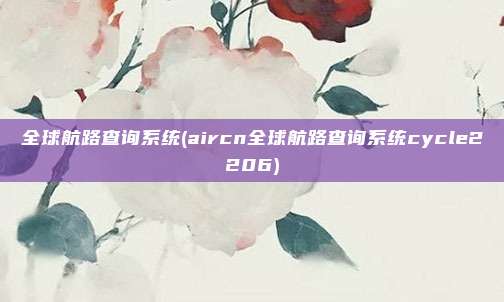 全球航路查询系统(aircn全球航路查询系统cycle2206)