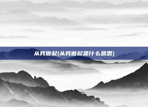 从我做起(从我做起是什么意思)