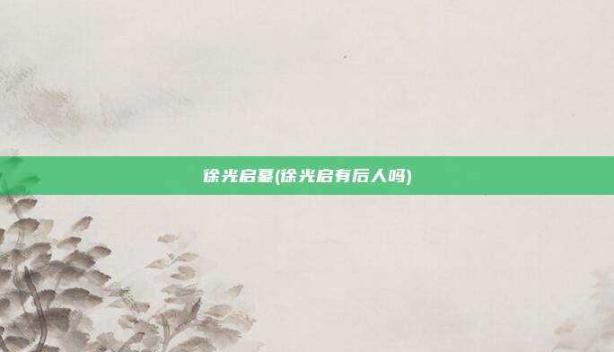 徐光启墓(徐光启有后人吗)