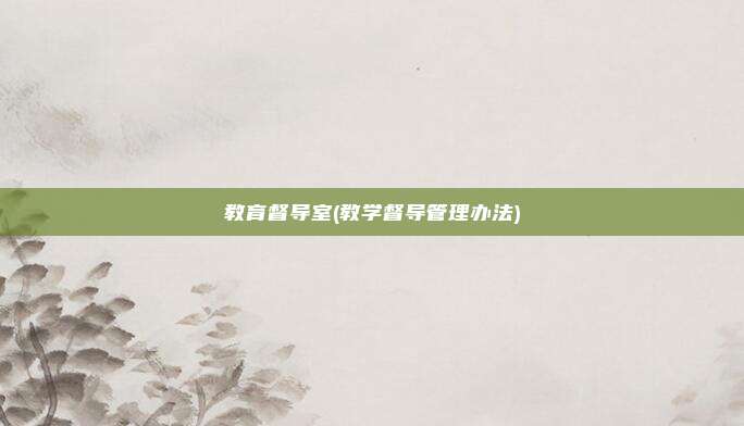 教育督导室(教学督导管理办法)