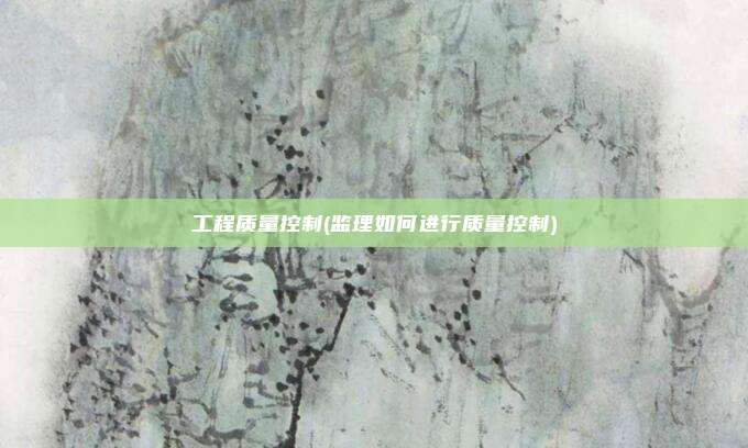 工程质量控制(监理如何进行质量控制)