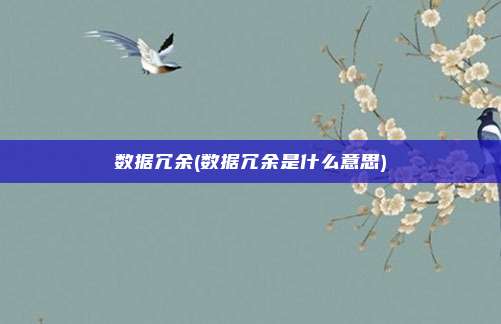 数据冗余(数据冗余是什么意思)