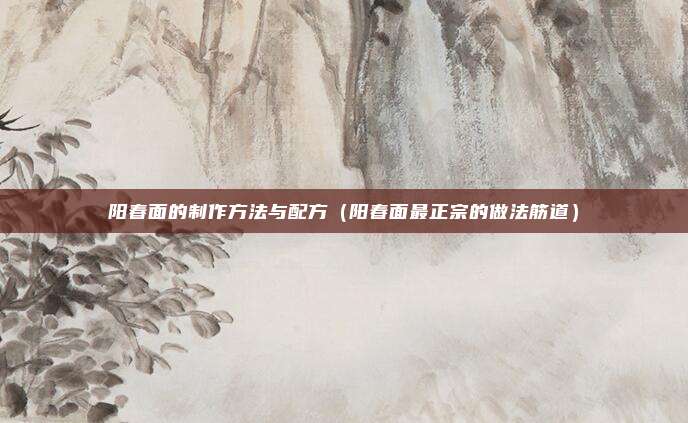 阳春面的制作方法与配方（阳春面最正宗的做法筋道）
