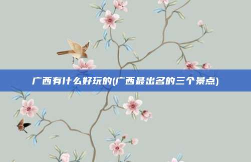 广西有什么好玩的(广西最出名的三个景点)