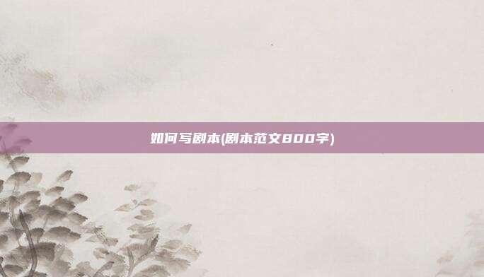 如何写剧本(剧本范文800字)