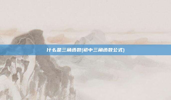 什么是三角函数(初中三角函数公式)
