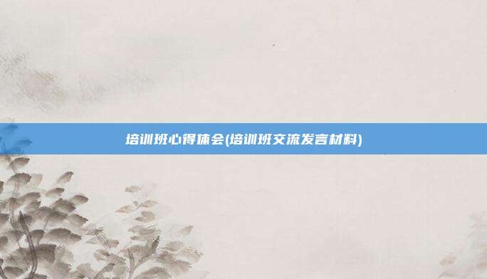 培训班心得体会(培训班交流发言材料)